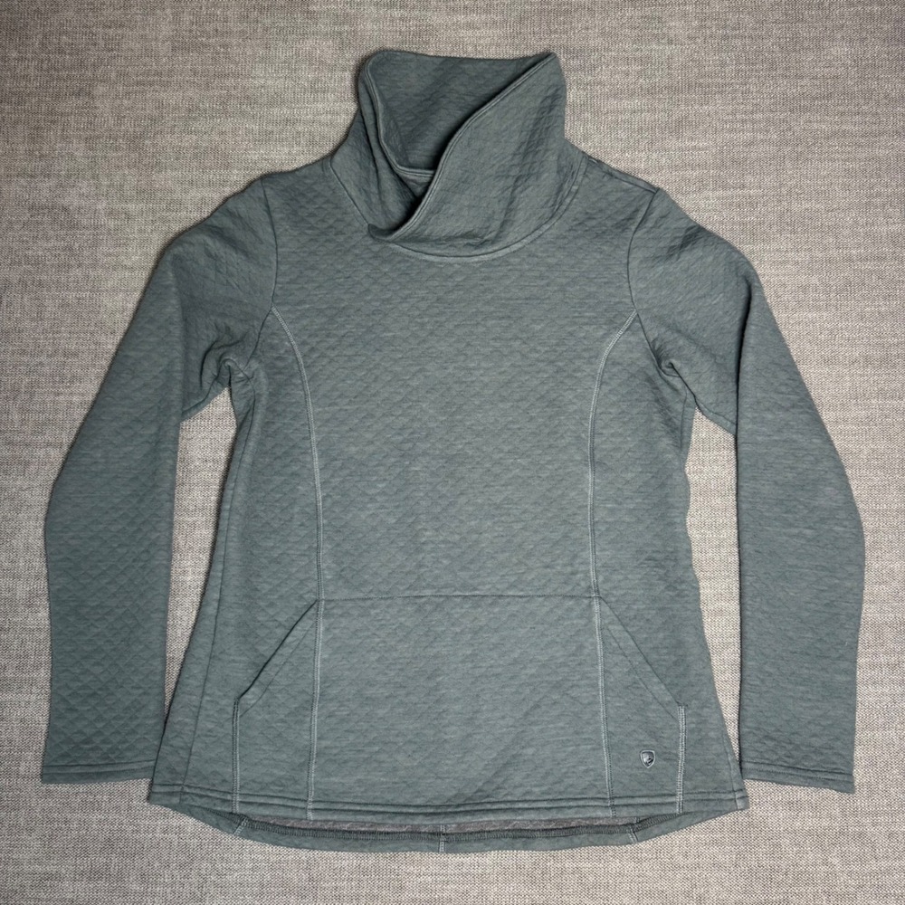 KUHL Athena Pullover Women's Medium Wool Blend Cowl Neck Kangaroo Pocket Sweater